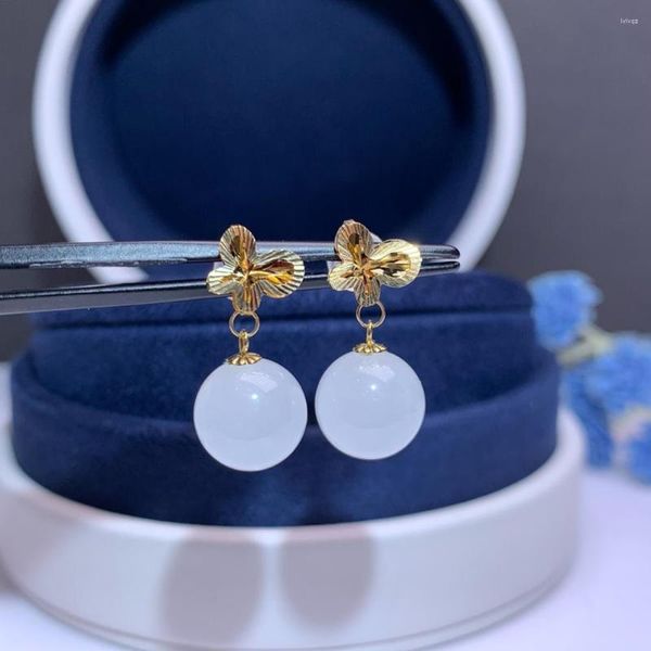 Orecchini a pennaglie Shilovem 18k Giallo Gold Real Natural White Drop Classic Fine Jewelry Regalo per matrimoni 10 mm Myme1010562hby