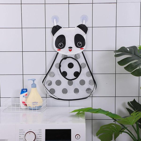 Depolama Çantalar Karikatür Panda Banyo ve Su Oyuncak Bag Banyo Enayi Dayanıklı Net Sweater Sepet Boot Organizatör Yatağı