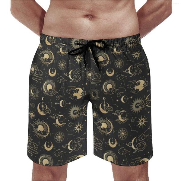 Shorts Shorts Gym Sun Astrology Arte Funny Trunks Trunks Black and Gold Moon Star comodo Running Plus Size Beach