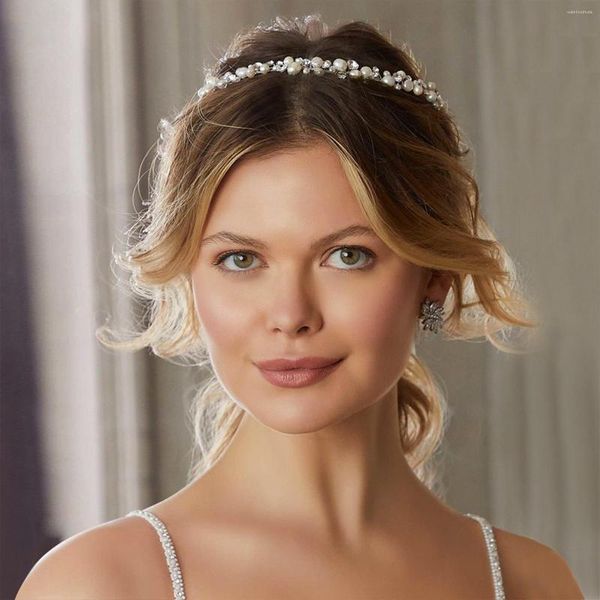 Haarklammern Perlen Haarband Tiaras Hochzeit Accessoreeis Braut Perlenkristall Stirnbänder Charme Party Hoop Girls Bankett Schmuck Schmuck