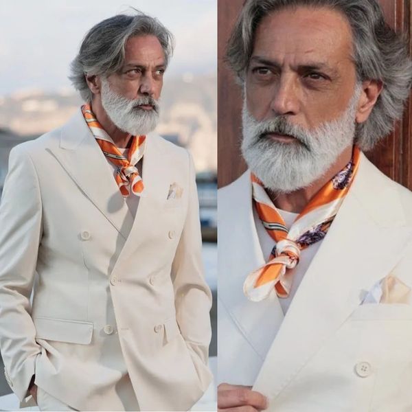 Elegant Men Wedding Abita a doppio petto smoking slim fit lo sposo indossare festa ballo a petto a pezzi con pantaloni personalizzati realizzati