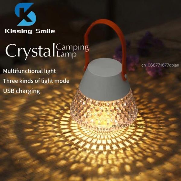 Decorações de jardim lanterna de camping portátil lanterna multifuncional recarregável LED LED Diamante ao ar livre Touch a cabeceira da mesa de decoração 230815
