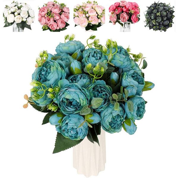 Fiori decorativi bianchi peonia simulato bouquet rosa persiana decorazione familiare a 5 teste sposa multipli