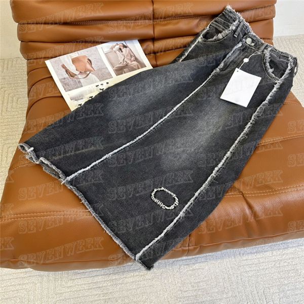 Классические вышитые джинсовые юбки для женщин Дизайн сплит