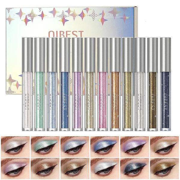 Lidschatten Qi Flüssiger Lidschatten Bleistift Set 12 Farben Langlebige Glitzer Schimmer Schimmer Pen Diamant Sparkling Eyes Make -up -Werkzeuge 230816