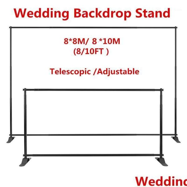 Party -Dekoration 10/8m hoher Hintergrundrohr/Ständer mit starkem Basis einstellbarer Vorhangrahmen PO Banner Stand Drop Lieferung Hausgarten Fes DH9OL