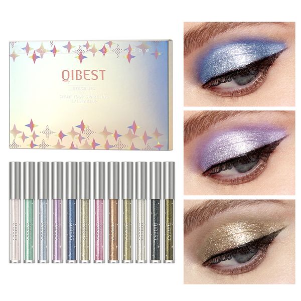 Lidschatten Qi Glitzer Schimmer Lidschatten Stift Set Kosmetischer Bleistift Eyeliner Schnelldrinierende Flüssigkeit Aufkleber Umriss Eyemakeup 230815