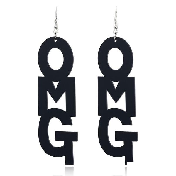 Stud Creative Geométrico Letras Charms acrílico Folha de ácido acético ouvido OMG OMG Declaração longa Brincos para mulheres Entrega Jóia DHKC9