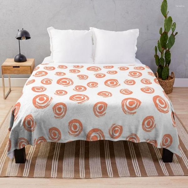 Cobertores Padrão laranja fofo: um design de vida floral. Cobertor de flanela quente ponderada