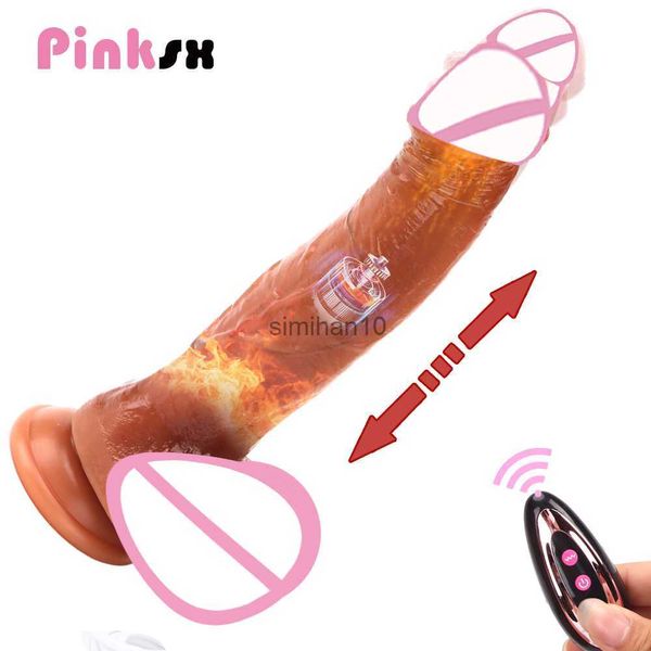 Dildos/Dongs Realistische Dildo -Heizung Telesic Vibrator für Frauen Sexspielzeug Frau Masturbation Saugbecher Big Penis Wireless Elektromaner Dildos HKD230816