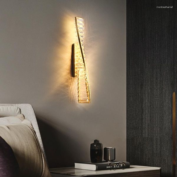 Wandlampen Luxus Wasserwelle Kristall Lampe moderne Schlafzimmer Bett Licht Wohnzimmer Hintergrund Gang Korridor Treppe Leuchte