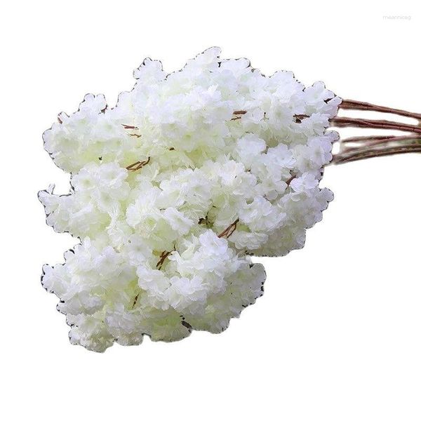 Flores decorativas 50 PCs 140 cabeças Blossoms de cerejeira artificial Arco decorário Decorar FALOR FLOR SIDRANGEA Decoração de casa de ramo branco