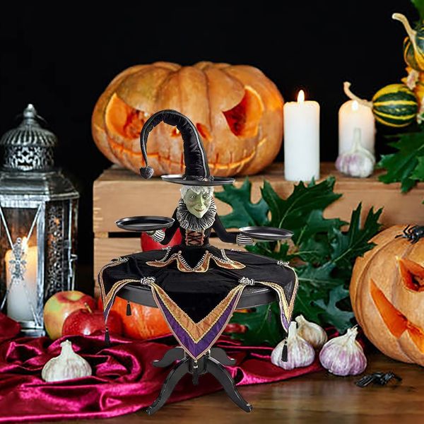 Dekorative Objekte Figuren Halloween Witch Tabletop Servieren Tischdecke Cupcake Display Stand Home Decor für Party Fest Restaurantdekorationen 230815