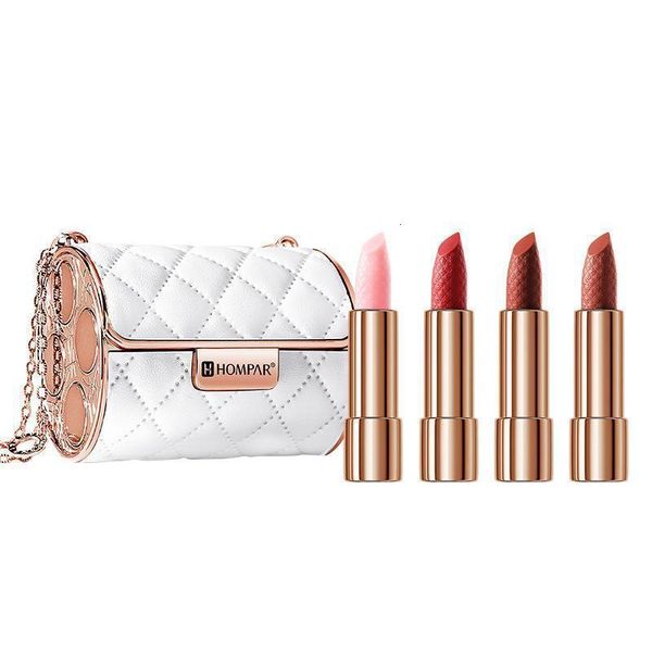 Borsa a catena di rossetto set 4 colori Lungo Lastud Lip Stick White Leather Box per il compleanno delle donne Etichetta privilegiata da donna 230816 230816