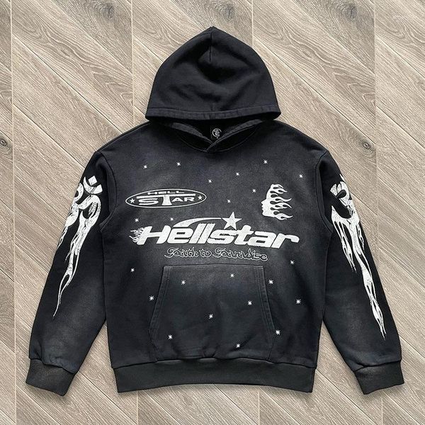 Hoodies dos homens moletons Hellstar lavado com capuz pulôver oversized preto homens mulheres 1 moletom ternos hip hop