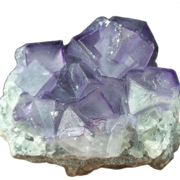 Estatuetas decorativas 116.3gnatural Purple Square Fluorite Móveis e ornamentos minerais de fluorita