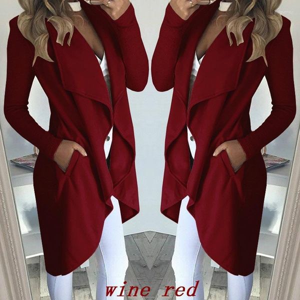 Frauengrabenmäntel 2023 Herbst Lose Fit Long Windbreaker Street Mode Mody Polo Neck Slim Coat Frauen