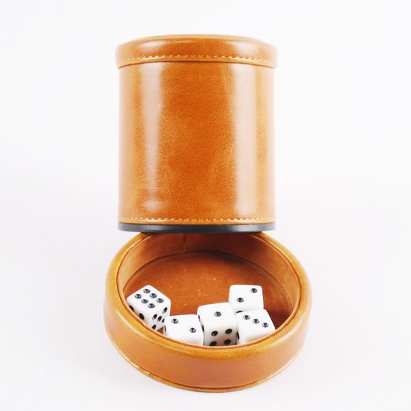 Game Silent Dice Cump Brown Leather Pu Siee Cup Cup Fannelette Dice Cuce Cup Cup Barware Parts Props