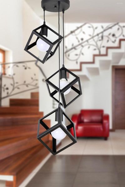 Kronleuchter 3 Stücke moderner Würfel geformter Kronleuchter Wohnzimmer Küchendecke hängende Luxusmetallbeleuchtung und Accessoire