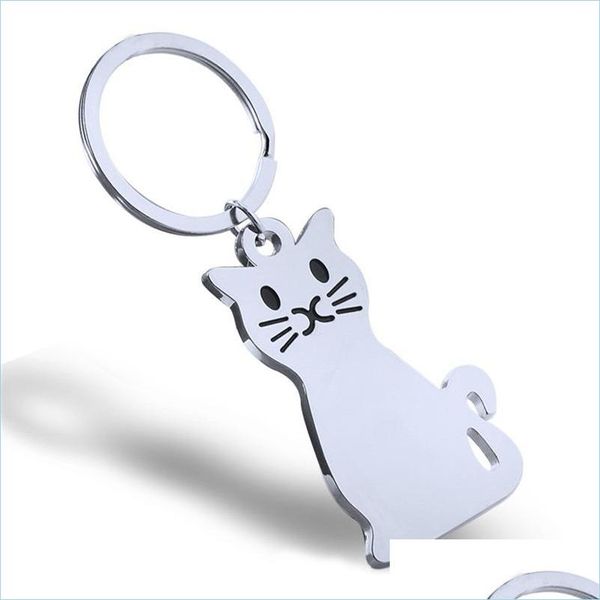 Anahtarlıklar kordonlar moda sier kaplama yaratıcı model kedi anahtarlık çok yönlü metal anahtar zincir zinciri damla dağıtım aksesuarları dholw