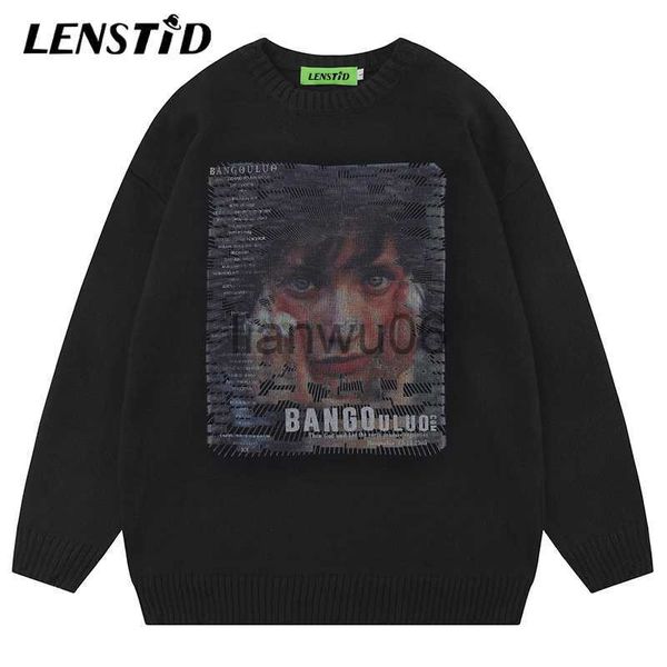 Maglioni maschili uomini autunno uomini maglioni maglioni a maglia hip hop bel hop ragazza fa faccia da maglieria grafica 2023 streetwear harajuku model pullover casual j230806