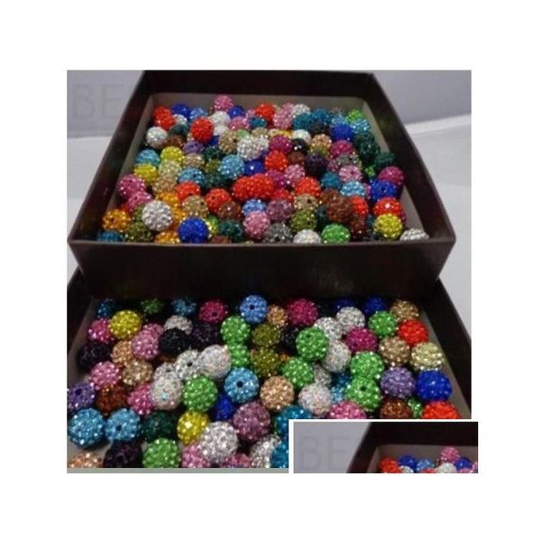 Kristal Gevşek Boncuk Takıları 10mm Karışık Mikro Pave CZ Disko Ball Shamballa Boncuk Bilezik Boncuk Boncukları