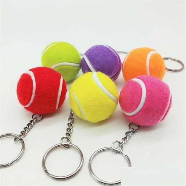 Клавные ласки 3,5 см. Colorf Tennis Caychain Bag Bag Balm Dornments Женщины мужчина детские ключевые кольцо кольца спорт фанаты сувенир день рождения подарок DHLCP