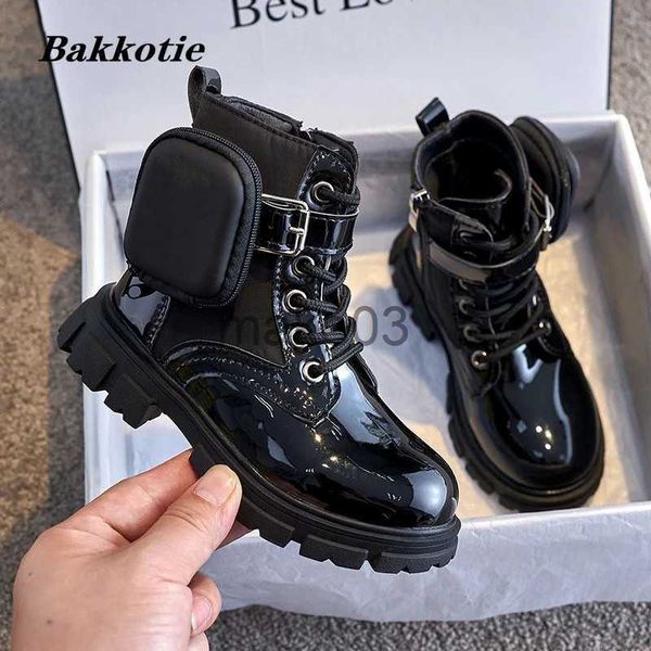 Boots Kids Boots 2022 Spring Winter Girls Fashion Chelsea Botas Médias Sapatos Crianças Classic Non Slip Platform Black Sof Sole J230816