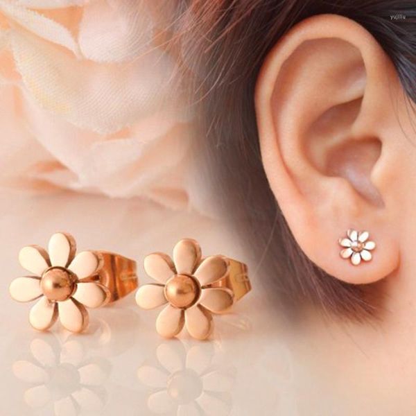 Bolzenohrringe Huitan süße kleine Gänseblümchen -Blumenohr durch Piercing Zwei Metallfarben Zart für Frauen trendy Schmuck