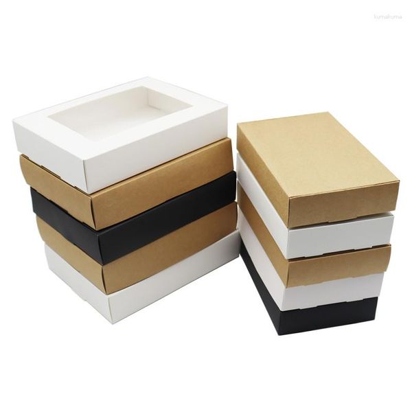 Embrulho de presente 50pcs em branco Kraft Paper Box Caixa de sabão artesanal/jóias/biscoito/caixa de presente/doce com janela