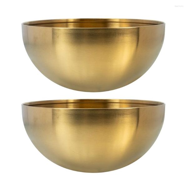 Conjuntos de louça 2 pcs tigela de salada de aço inoxidável servindo simples ouro terno fone de ouvido armazenamento arroz sobremesa criança bebê lanche recipientes