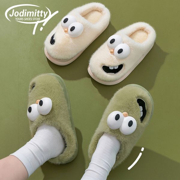 Slippers Outdoor Winter Mulheres Mulheres Pluxh espessos plataforma plana de desenho animado de algodão pêlo de algodão em casa no não deslizamento meninas senhoras 3d sapatos 230816