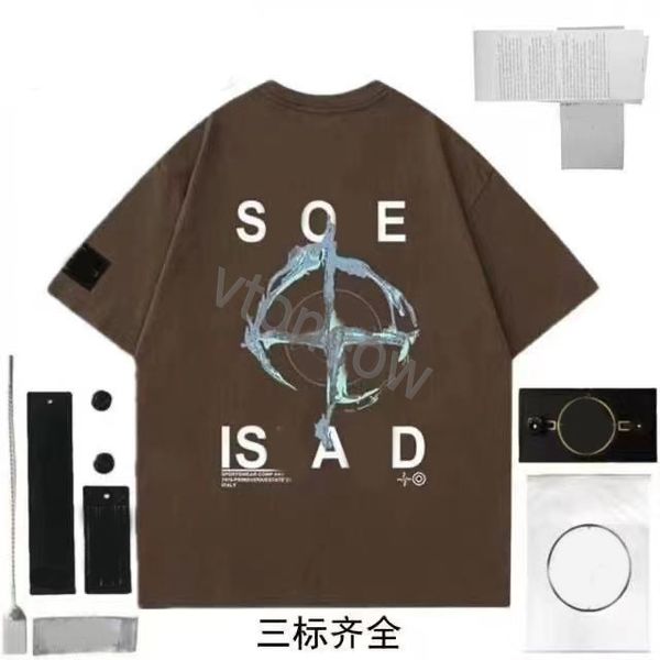 Solid Color Men Stones T -Shirt bestickte Designer Tops Stones Island T -Shirt Sweatshirt Kompass Armband Baumwolle Lose Kurzpullover Stein Hoodie Sommer Short