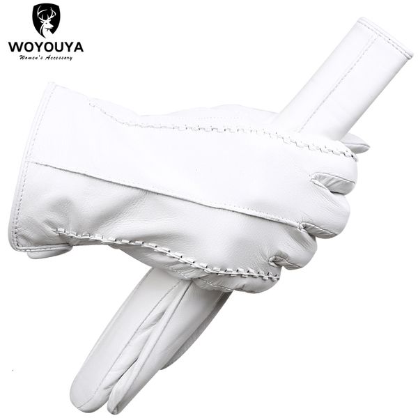 Fünf Fingerhandschuhe Mode weiße Lederhandschuhe bequeme Handschuhs Handschuhe Damen Frauen halten warme Winterhandschuhe2226d 230816