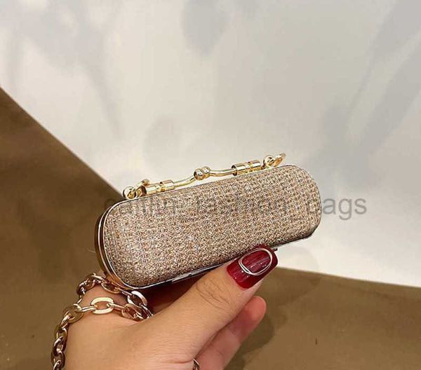 Cross Body 2023 Fashion Korean Edition Buntes Diamant New Lippenstift Bag Street Cool Chain Crossbody Tasche Tasche Ohrhörer Tasche Caitlin_fashion_bags