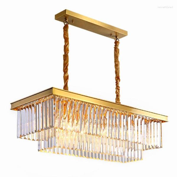 Lâmpadas pendentes de luxo nórdico Luxo retangular Lustre de lustre decoração de casa Lâmpada de mesa de jantar LED LED LUDROM