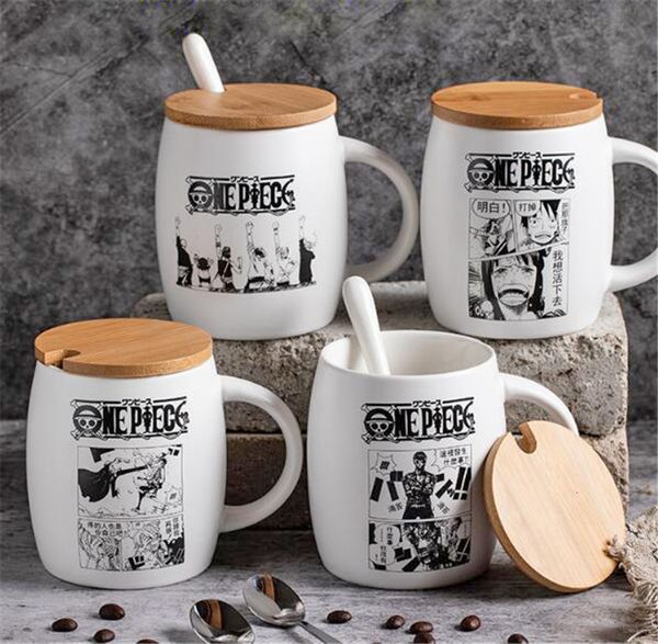 Canecas anime caneca caneca de cerâmica xícara de desenho animado com capa e colher meninos de aniversário presentes de natal 230815