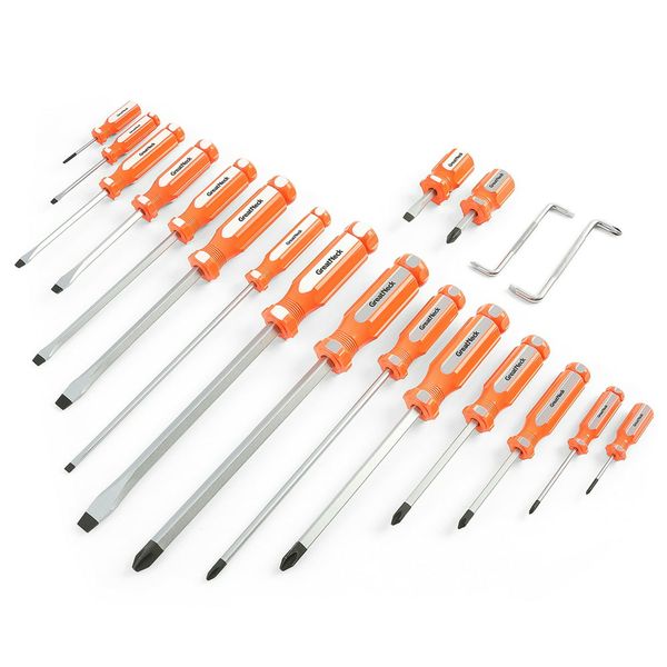 73775 19-Stück-Schraubendreher-Set, Offset, Phillips und Slotted ScreverDriver Kit, Magnet Tipps, Impact-resistantes Griff mit geriffeltem Design für