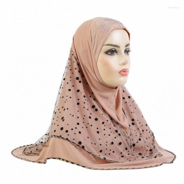 Captas de cabeça de roupas étnicas Caps Mulheres Muçulmanas Meninas Amira Hijab com Mesh Capéu de Lenço Islâmico Árabe Feminino Ramadã Shawls Turban Shawls Beanies