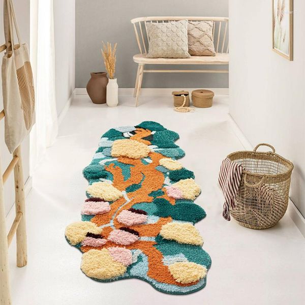 Teppiche kreativer 3D-Wald Moos Spezial geformtes Plüsch Teppich für Schlafzimmer Korallenstil Nachtte Teppich Wohnzimmer Bodenmatte Dekor Dekor Dekor