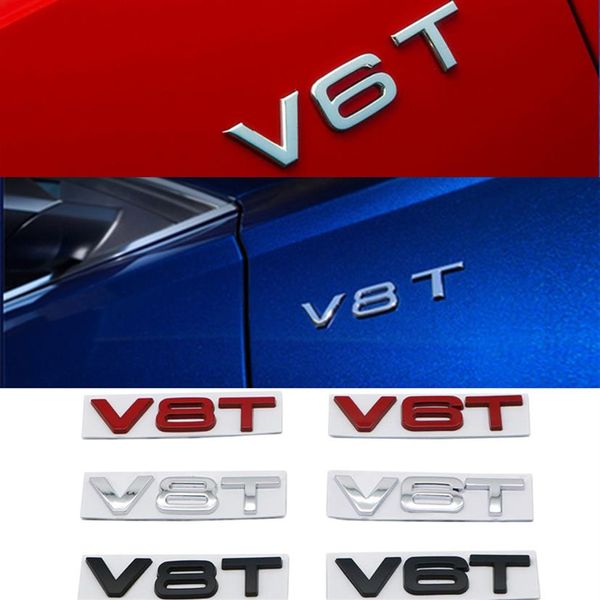 Стилирование автомобиля 3D Metal V6T V8T Логотип Metal Emblem Decals наклейки на Audi S3 S4 S5 S6 S7 S8 A2 A1 A5 A6 A3 A4 A7 Q3 Q5 Q7 TT248L