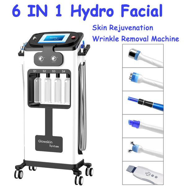 Multifuncional 6 em 1 Hydra DermoBrasion Part Face Skin Firming Firming Ultrassom RF suavização de rugas Remover Máquina de sardas