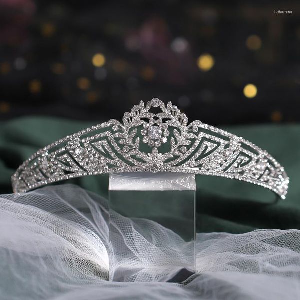 Clip per capelli barocchi color argento cristallo fiore tiara da sposa corona corona di rinestone concorso diadema per la sposa accessori per matrimoni bijoux