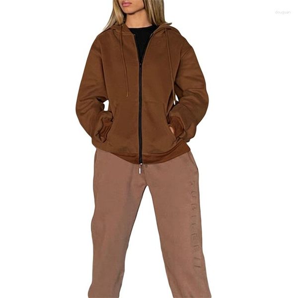 Giacche da donna con cappuccio sciolto con cappuccio da loungewwear alla moda a maniche lunghe giacca inverno abiti casual abbigliamento