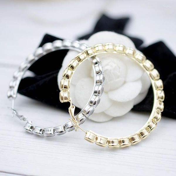 Серьги обруча бриллиантовое кольцо для женского круга простые и персонализированные 925 серебряных игл Super Sparkling Full Full