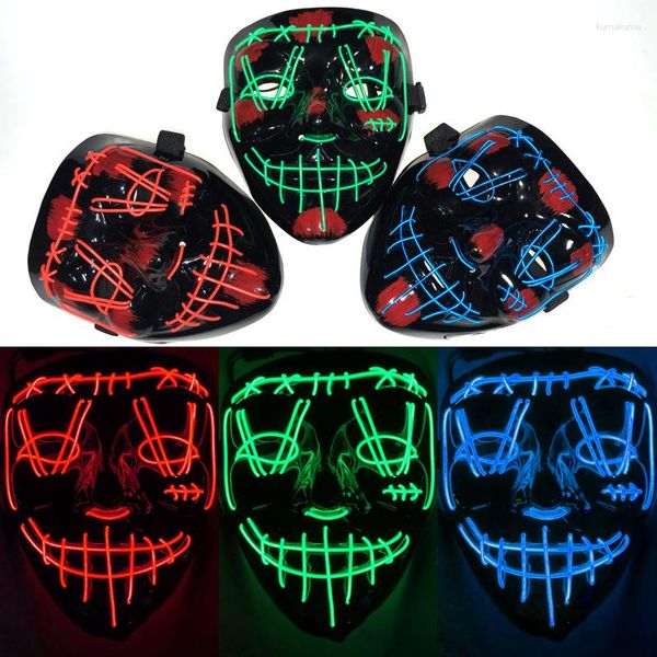 FESTIPES DE FESTIPES LED LED HALLOWEEN GLOWEEN MASK HORROR CARNAVAL PARA MASCA MULTICOLOR LUMINOU MASCELAÇÃO Decoração Cosplay Cosplay