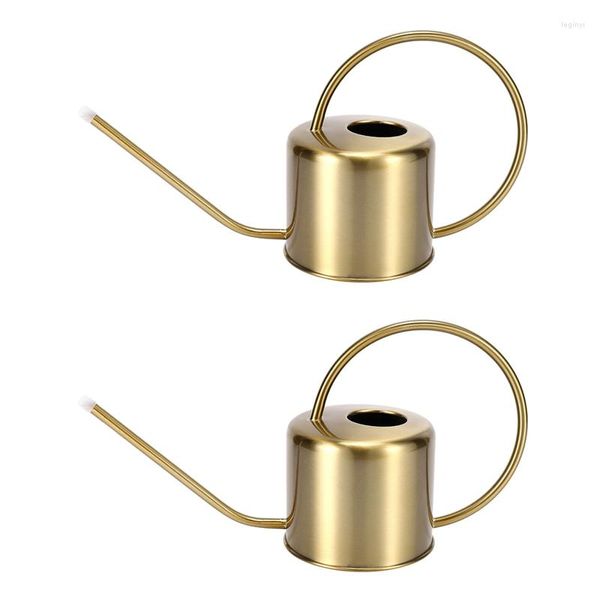 Equipamentos de rega 2x lata de jardim dourado aço inoxidável 1300 ml garrafa de água pequena fácil de usar o manuseio perfeito para plantas