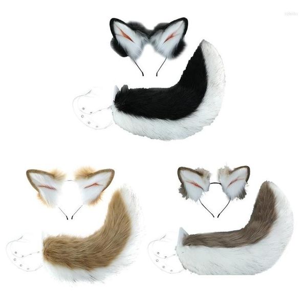 Andere Event -Party liefert Neuheit Shiba Inu Cosplay Requisiten Plüsch Simation Tier Ohr Kopfschmuck Stirnband Schwanz Set für Karneval Holi dhwdt