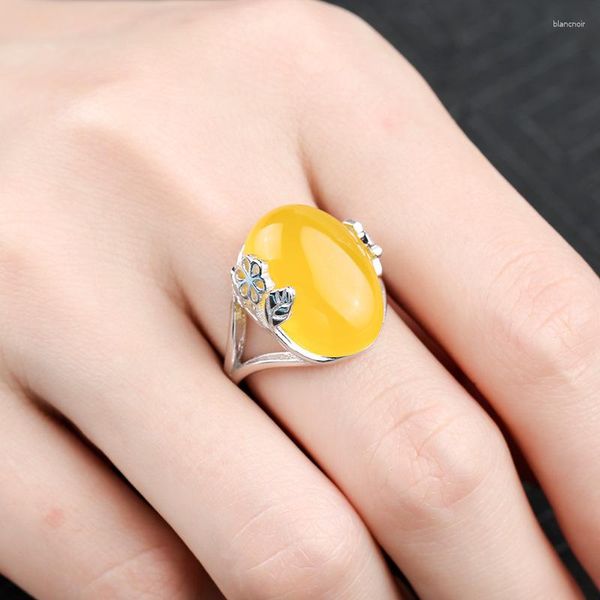 Anéis de casamento 925 Silver Patbated 18K Gold White Gold Set Set Flow Flower With Mel Wax Amber Feminino 13 18