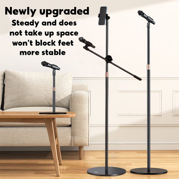 Suportes de flash Mozhao Profissional Microfone Stand Phone Titular Mobile Floor Standing Live Broadcast Tripod Desktop Support Condenser 230816